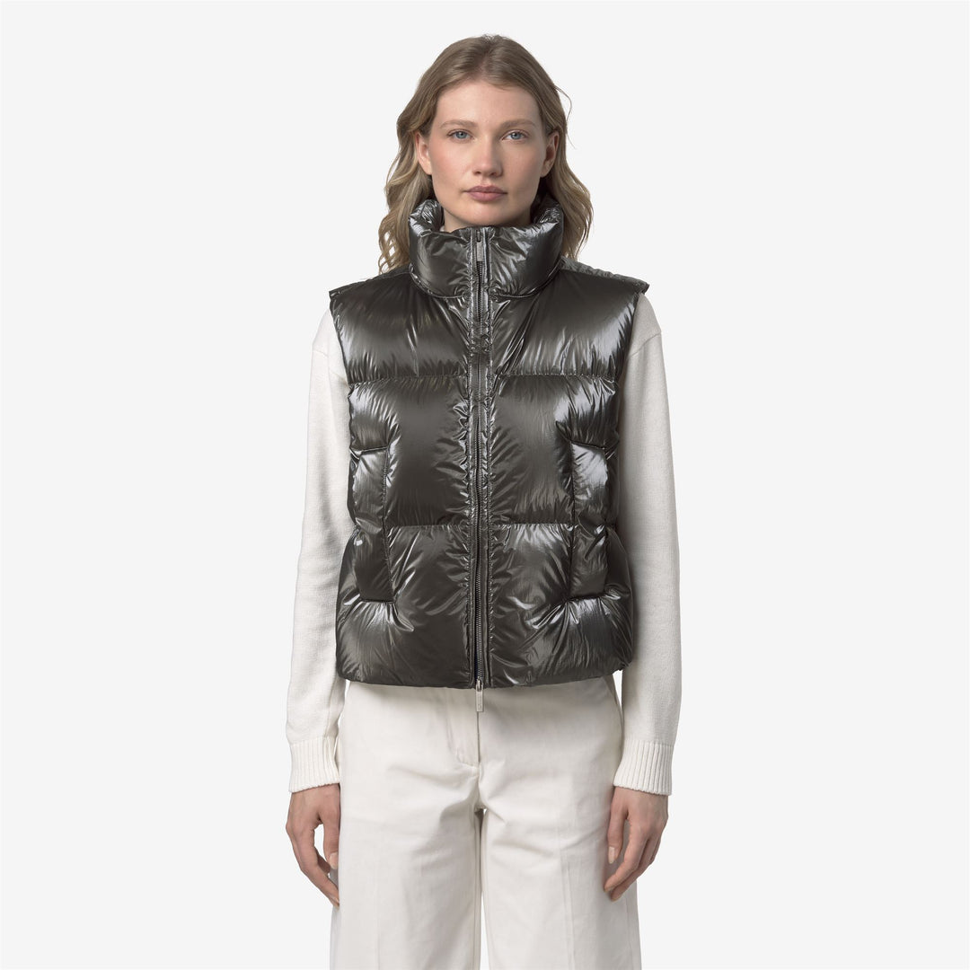 Chaleco acolchado deportivo Glam para mujer, color oliva negro, con aislamiento de plumón main