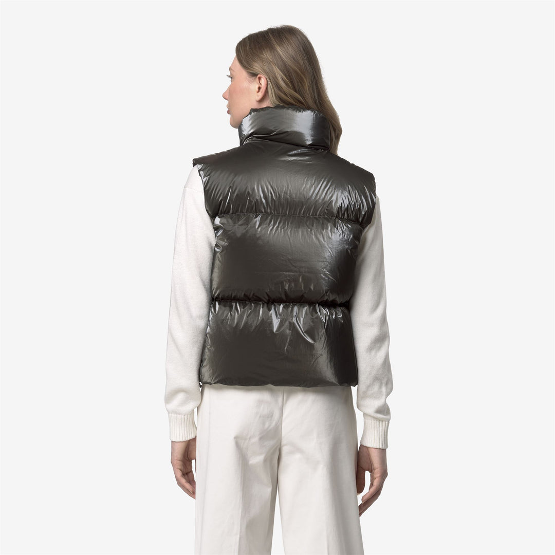 Chaleco acolchado deportivo Glam para mujer, color oliva negro, con aislamiento de plumón main