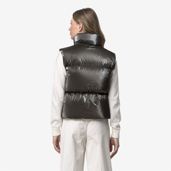 Chaleco acolchado deportivo Glam para mujer, color oliva negro, con aislamiento de plumón 5