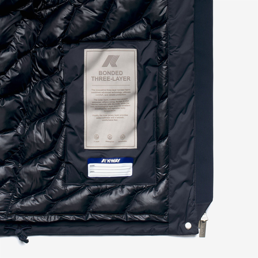 Chaqueta corta acolchada de invierno azul para mujer con capucha main