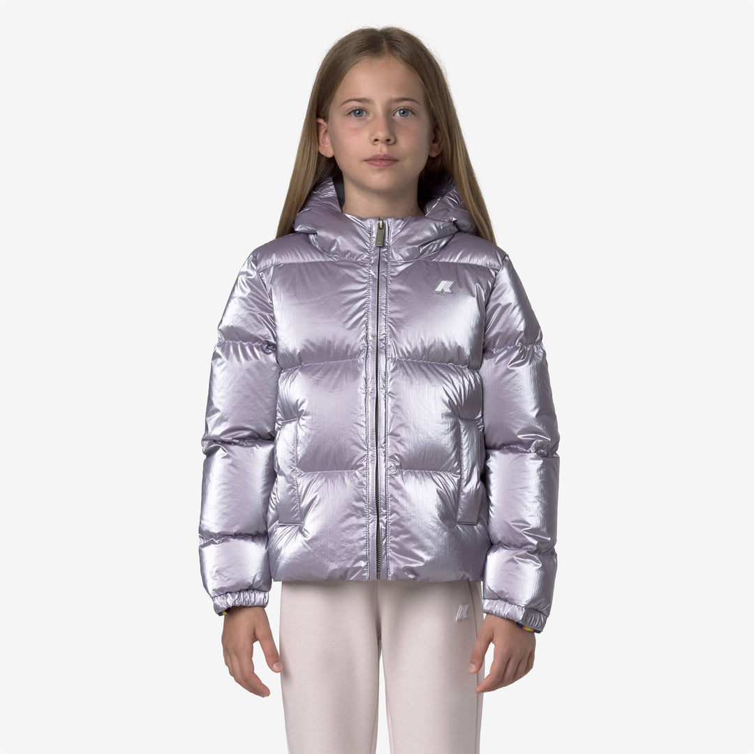 Violet Girls Short Puffer Jacket with Down Insulation main