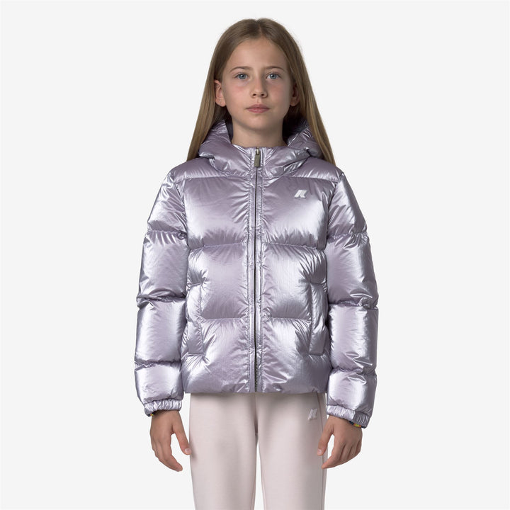 Violet Girls Short Puffer Jacket with Down Insulation 3