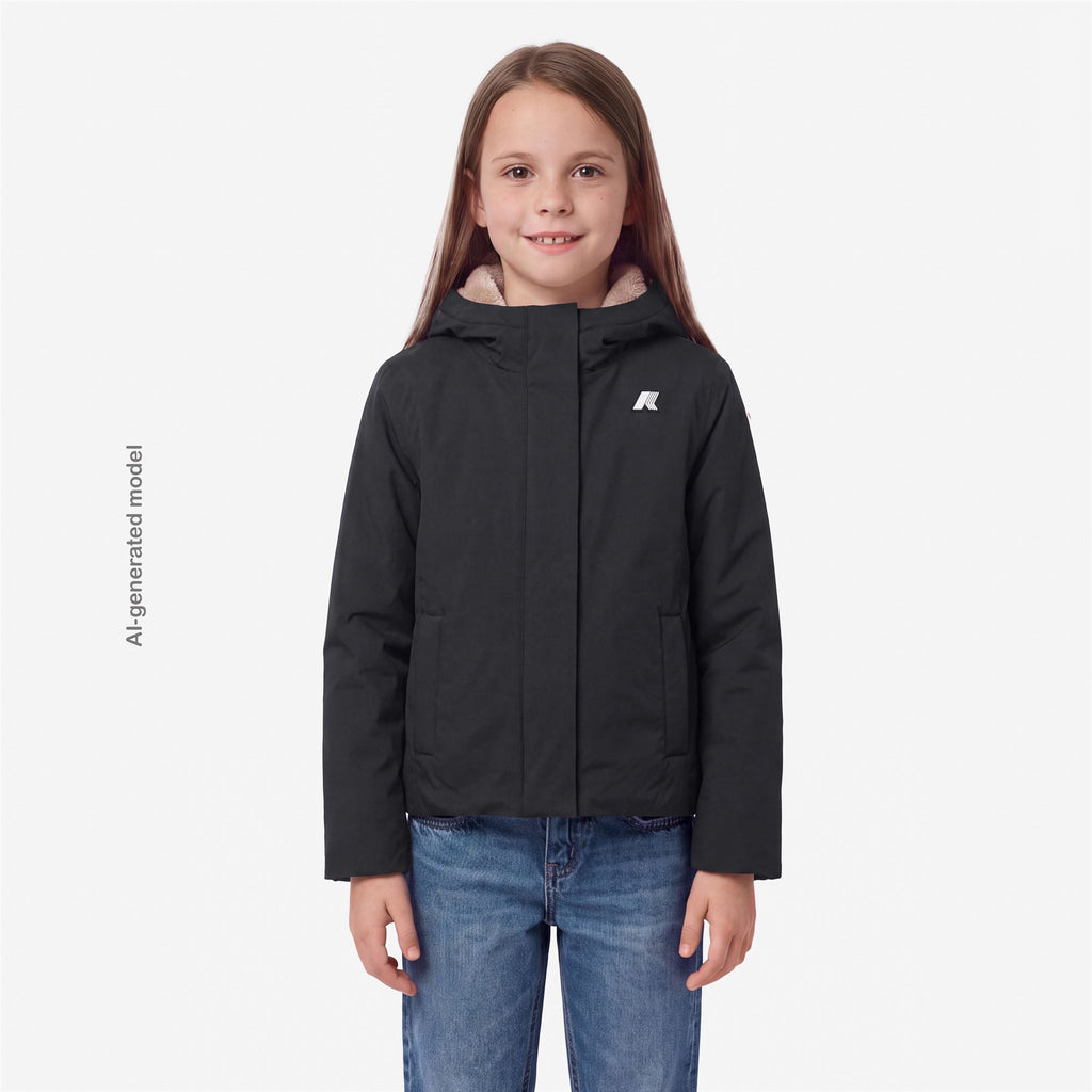 Jackets_GIRL_P. LILY TWILL SOFT BEAVER_Short_Black Pure - Grey Warm - Commercial 4
