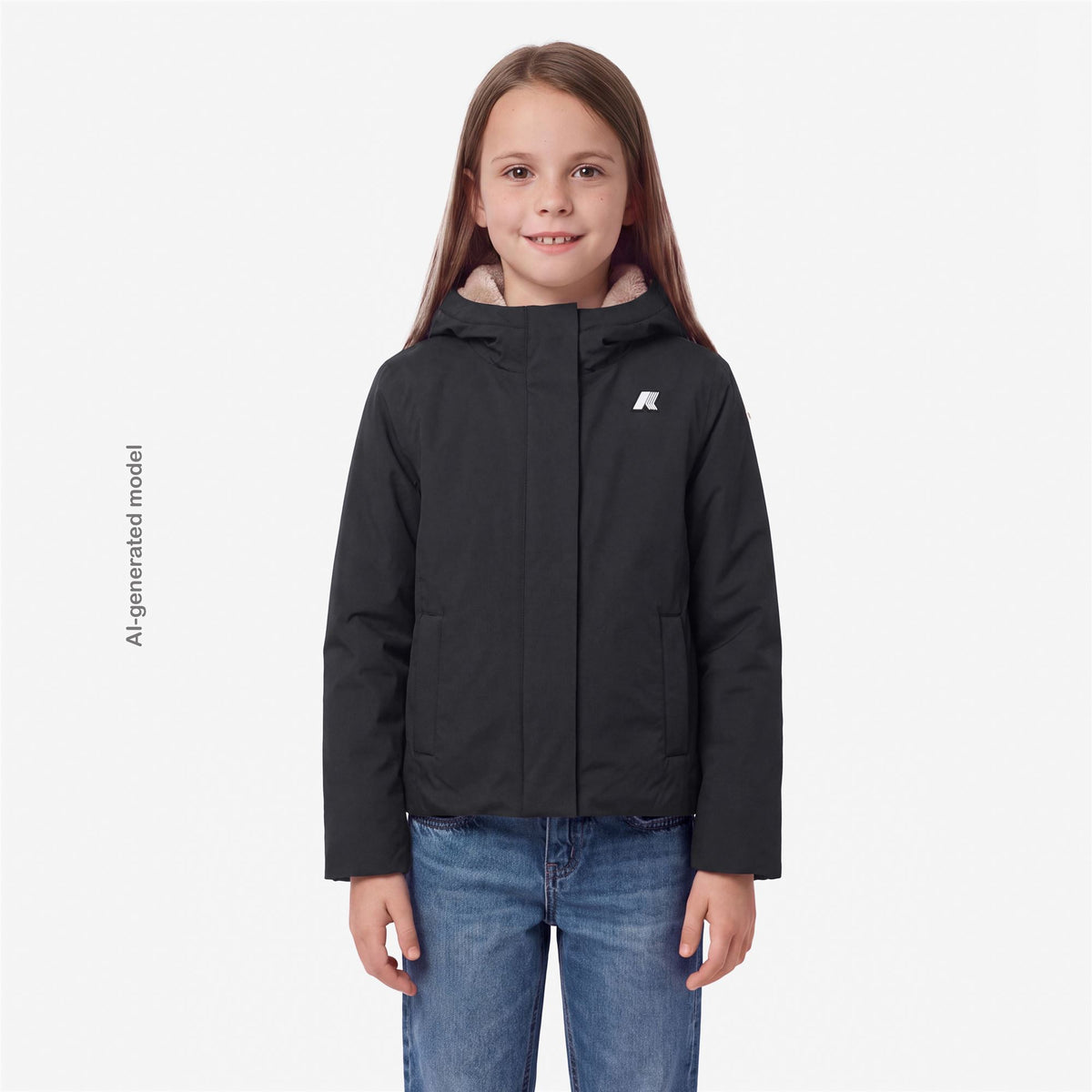 Jackets_GIRL_P. LILY TWILL SOFT BEAVER_Short_Black Pure - Grey Warm - Commercial 4