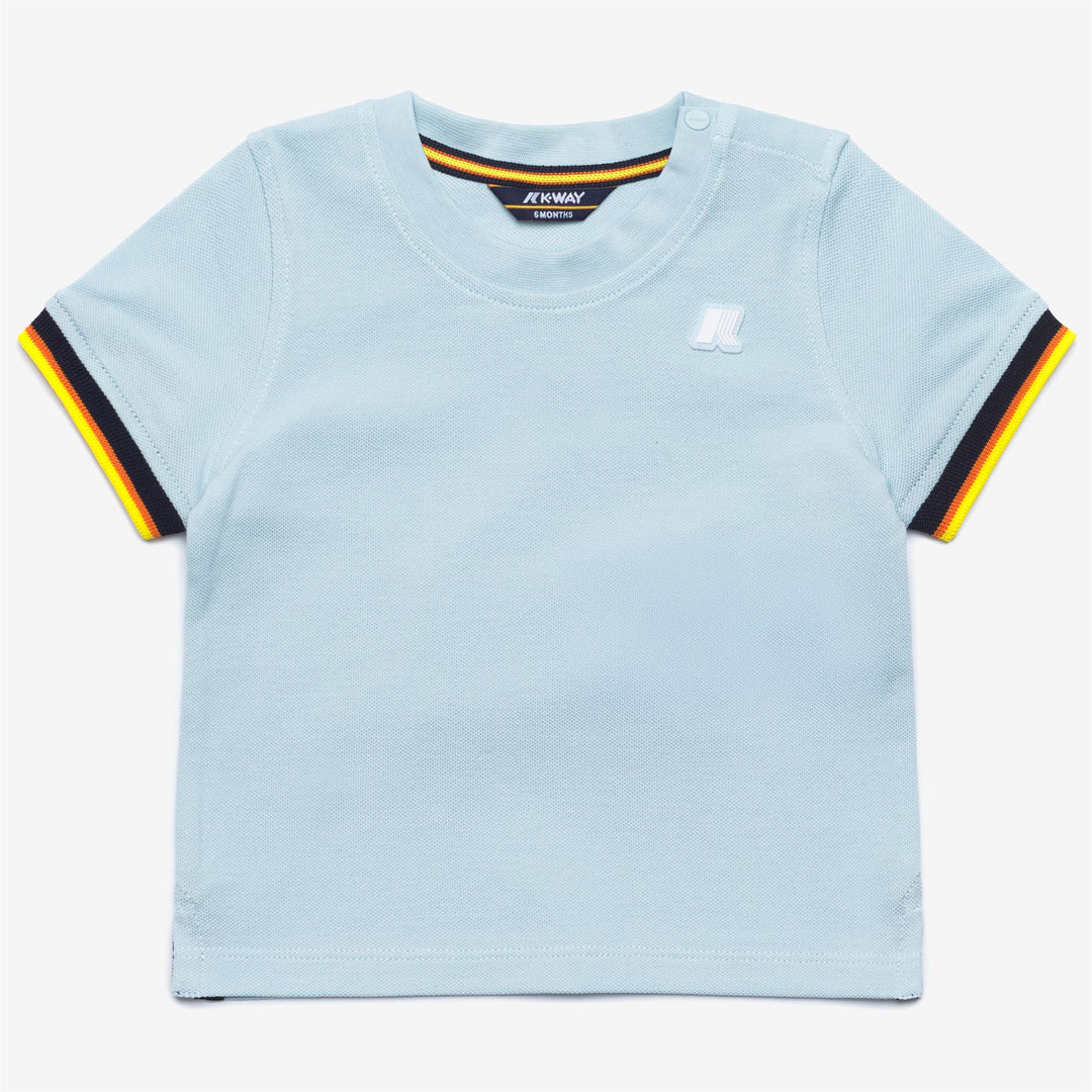 Baby Blue Unisex T-Shirt for Kids with Contrast Stripes 01