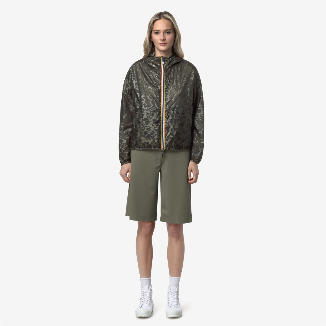 LAURETTE SUPER LIGHT LAMI DOUBLE Jackets Short Woman Green Lichen-BEIGE LT 01