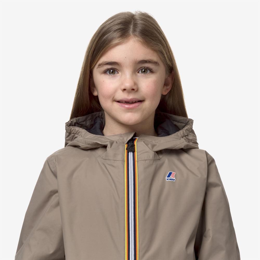 Beige Brown Kids Unisex Packable Warm Jacket 02