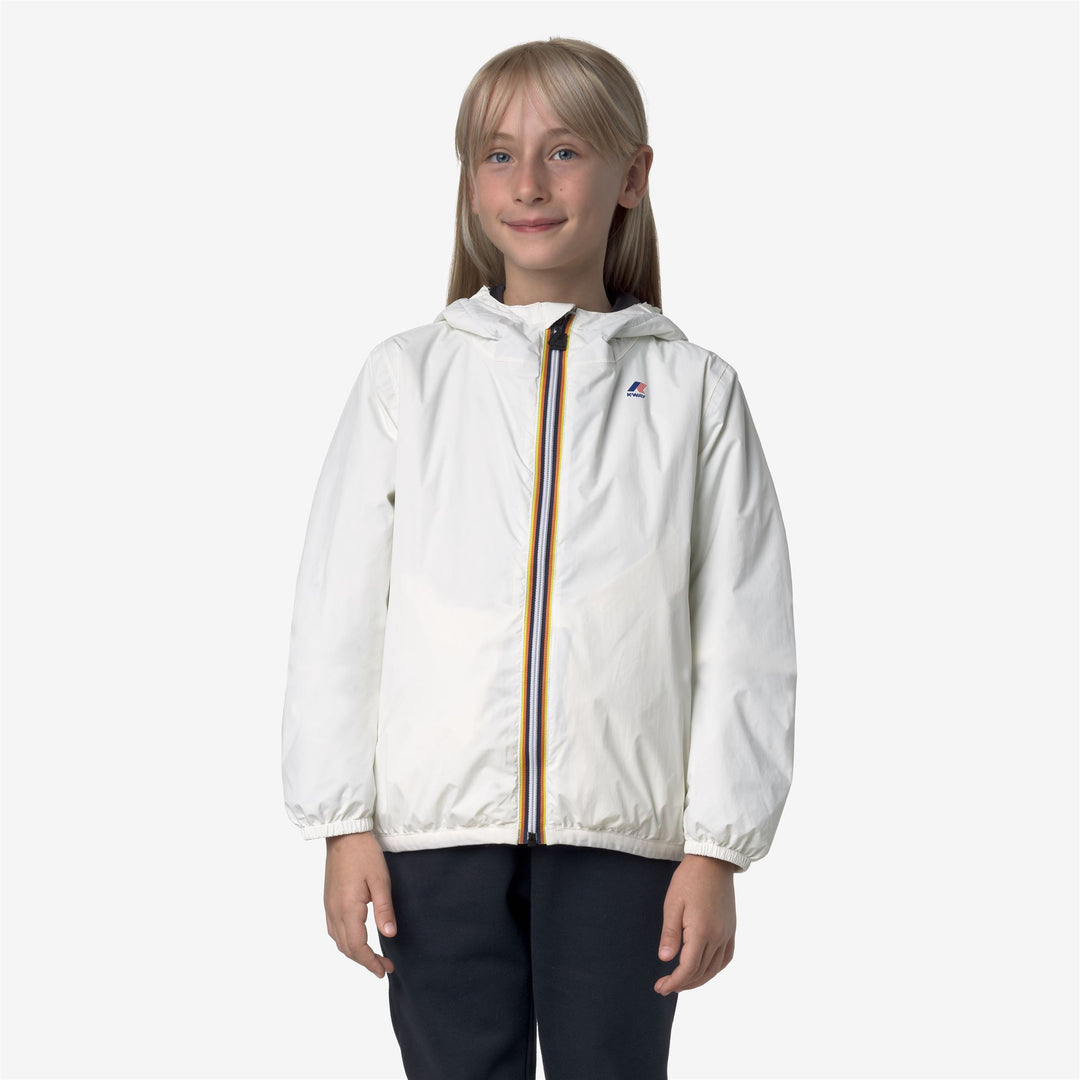Chaqueta impermeable plegable unisex blanca para niños main