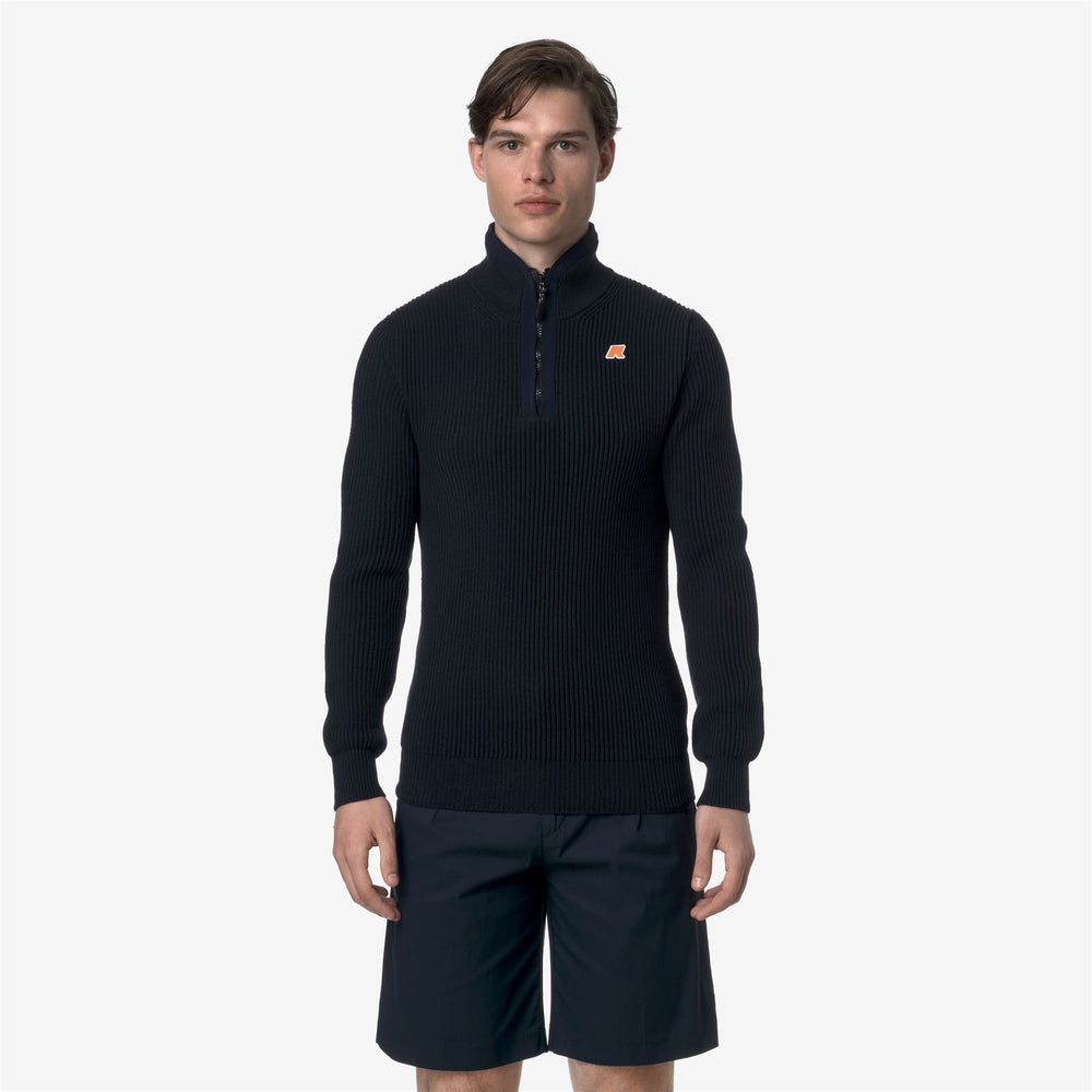 Blue Unisex Golf Knit Pullover with Half-Zip and Ribbed Details 02
