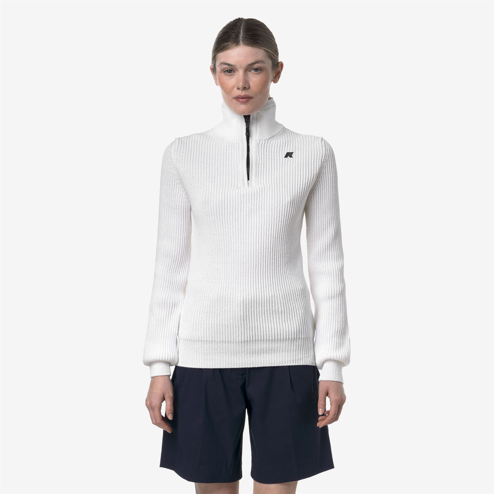 Bright White Unisex Golf Knit Pullover with Half-Zip Closure 02