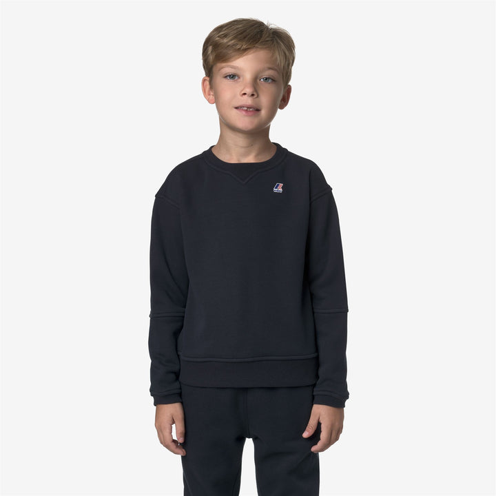 Maglione unisex blu in pile di cotone spazzolato per bambini 4