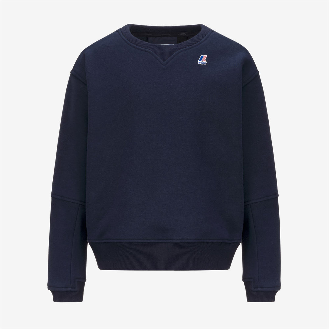 Maglione unisex blu in pile di cotone spazzolato per bambini 01