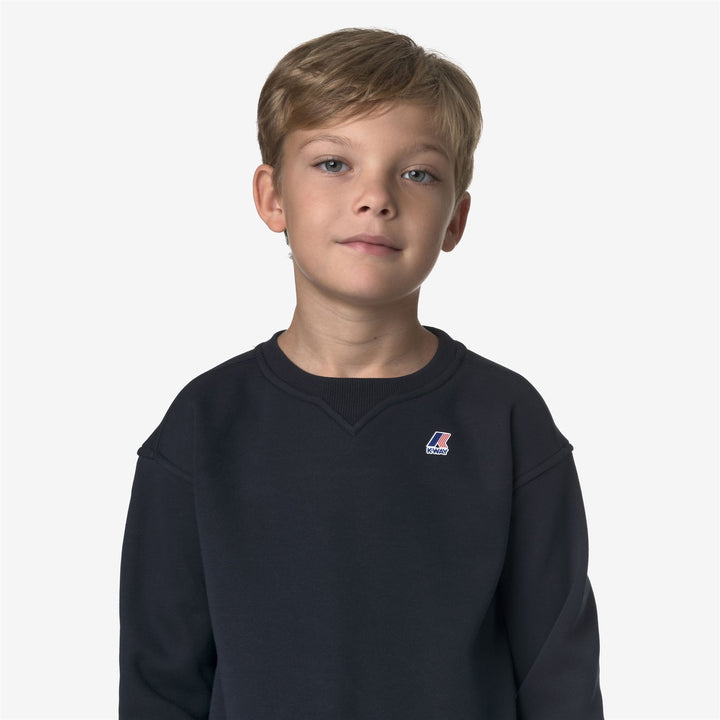 Maglione unisex blu in pile di cotone spazzolato per bambini 3