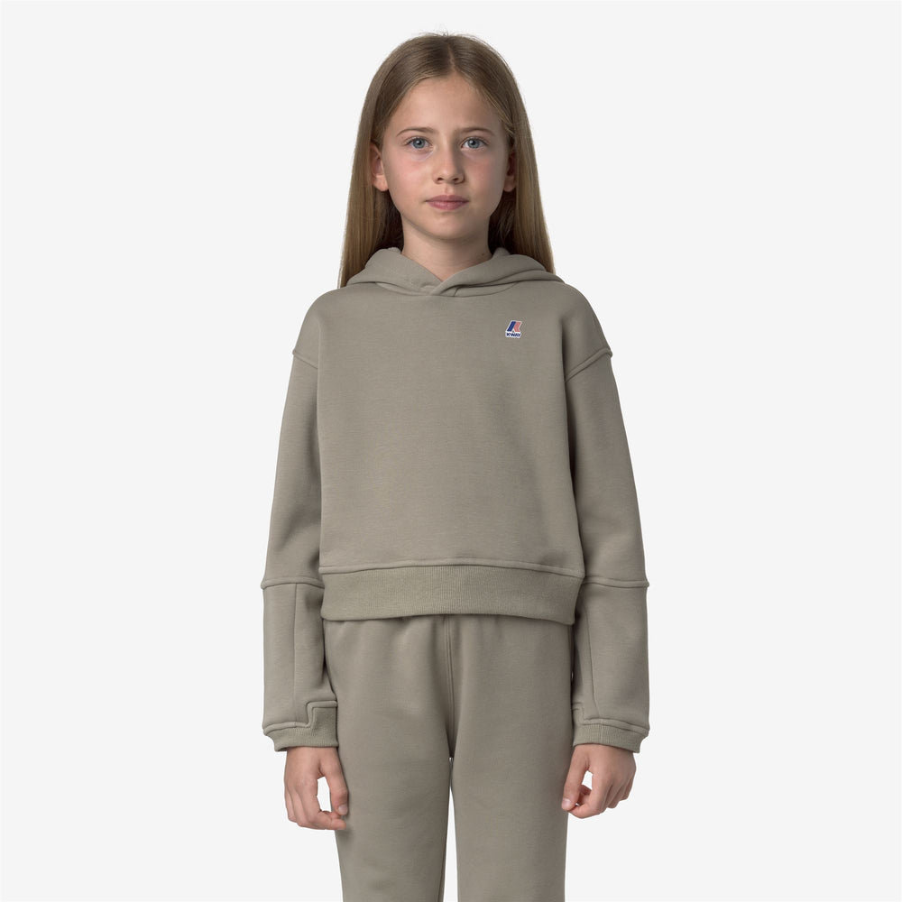 Felpa con cappuccio in pile verde per attività all'aperto da bambina 02