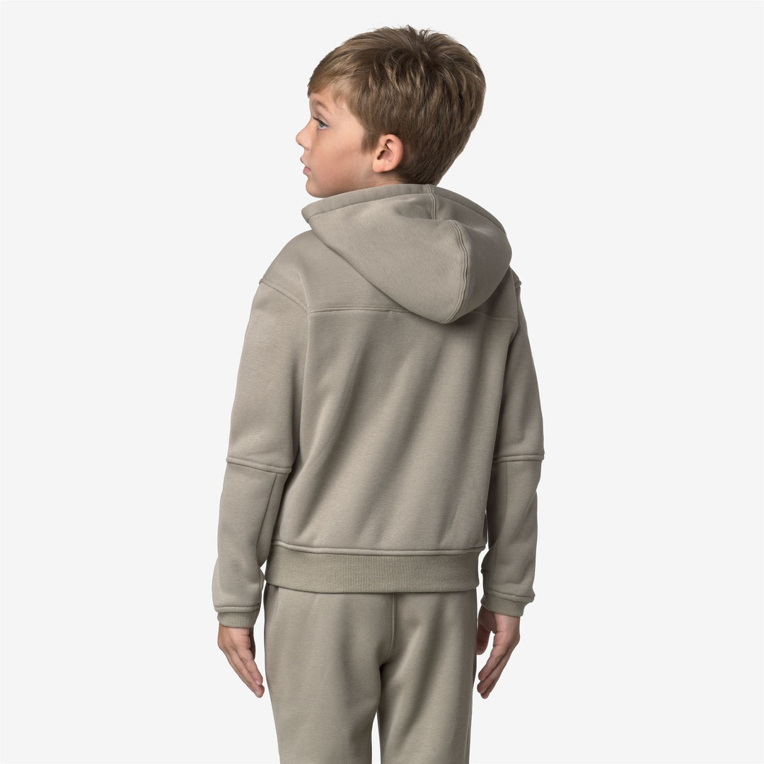 Felpa con cappuccio in pile unisex verde con cerniera intera per attività all'aperto per bambini main