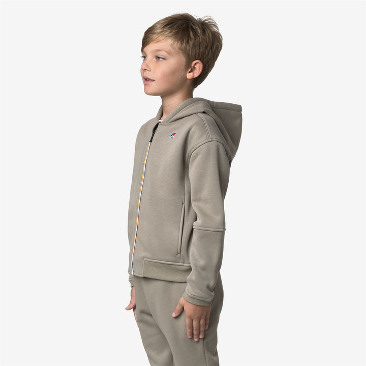 Felpa con cappuccio in pile unisex verde con cerniera intera per attività all'aperto per bambini 4