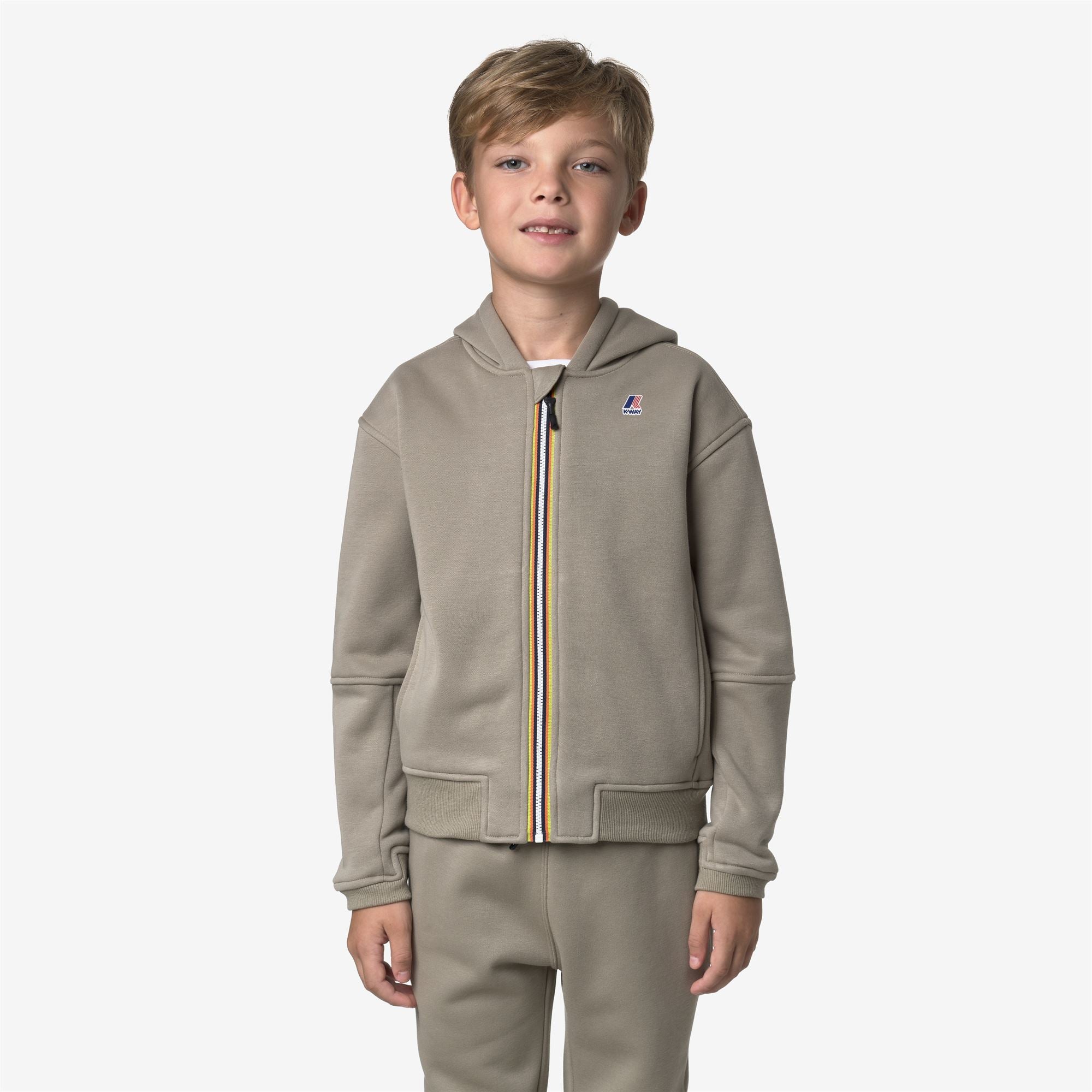 Fleece_KID UNISEX_P. PROS BRUSHED PC_Hoodie Full Zip_Green Oak - Commercial 4