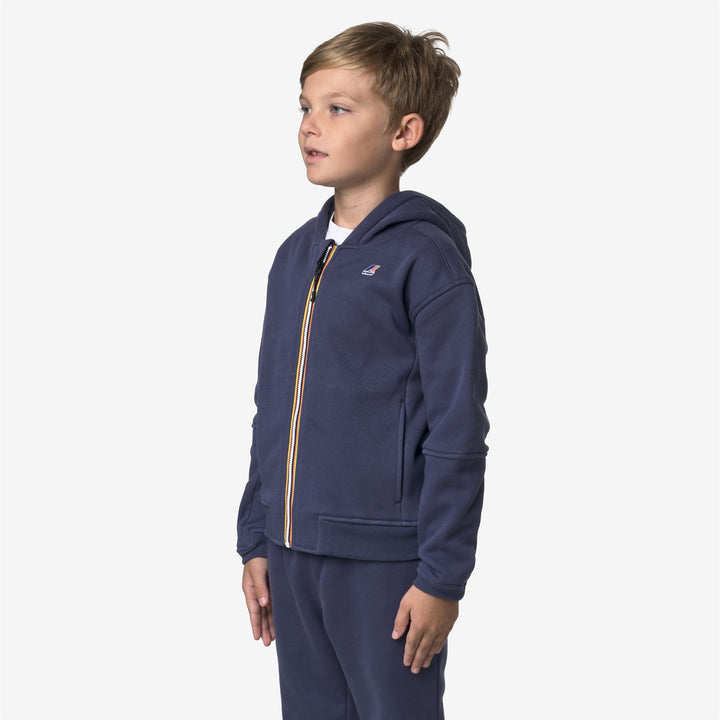 Felpa con cappuccio in pile unisex blu scuro per bambini, ideale per attività all'aperto 4
