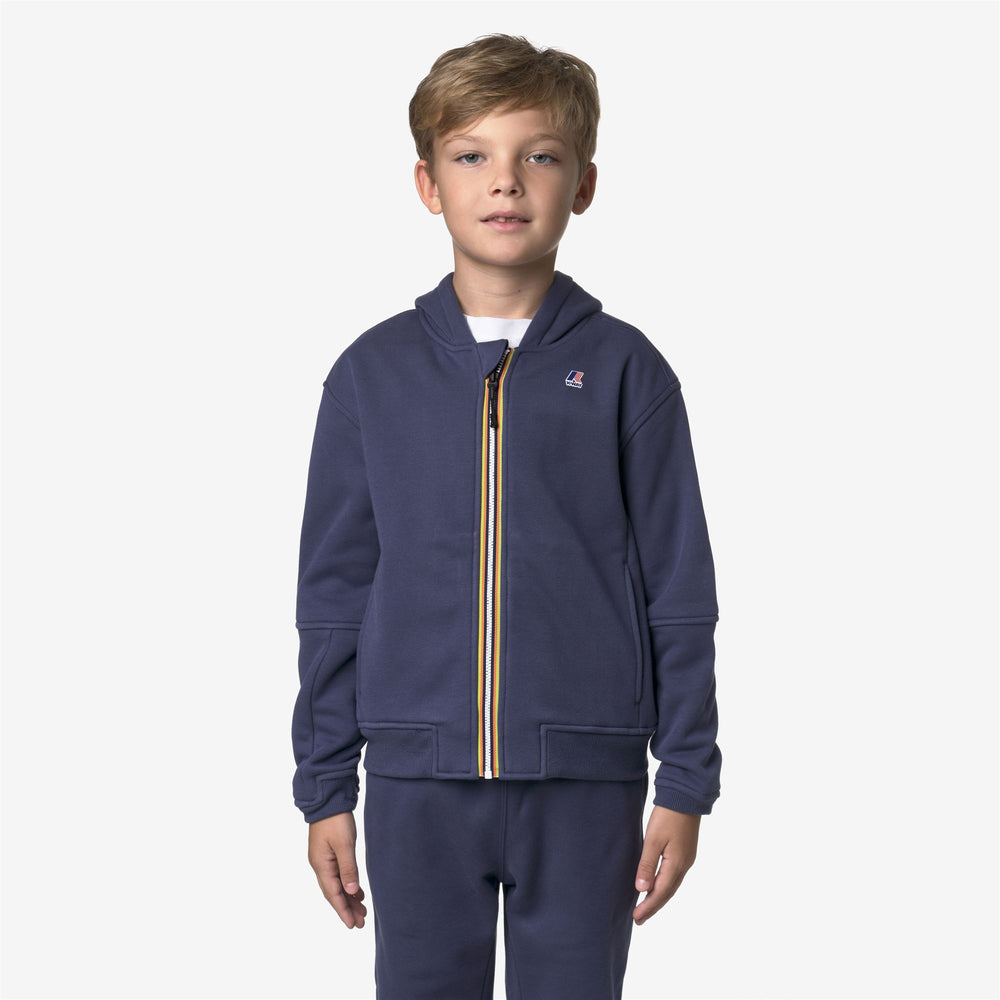 Felpa con cappuccio in pile unisex blu scuro per bambini, ideale per attività all'aperto 02
