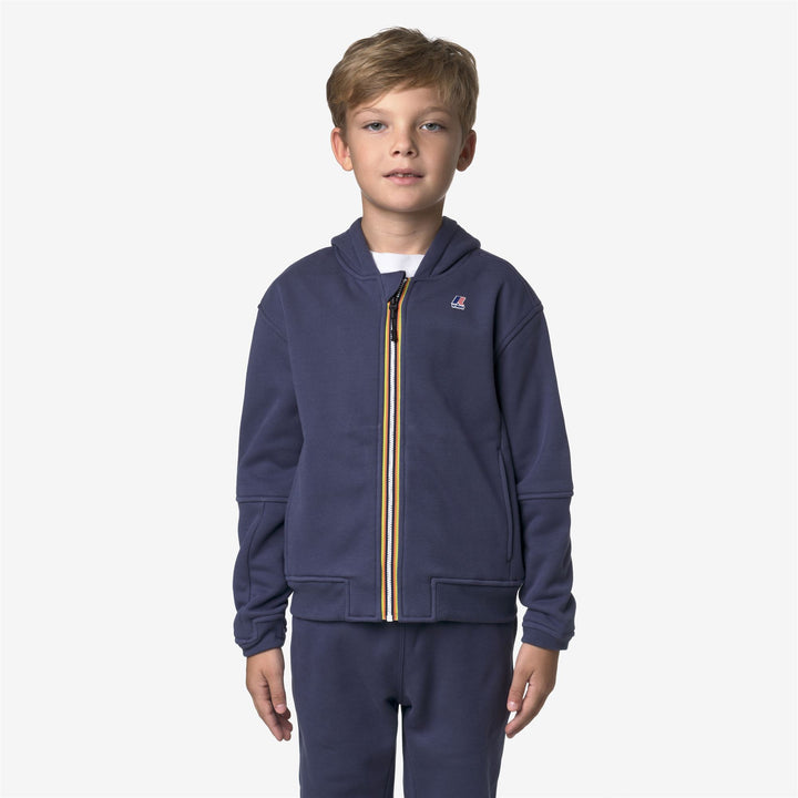Felpa con cappuccio in pile unisex blu scuro per bambini, ideale per attività all'aperto 3
