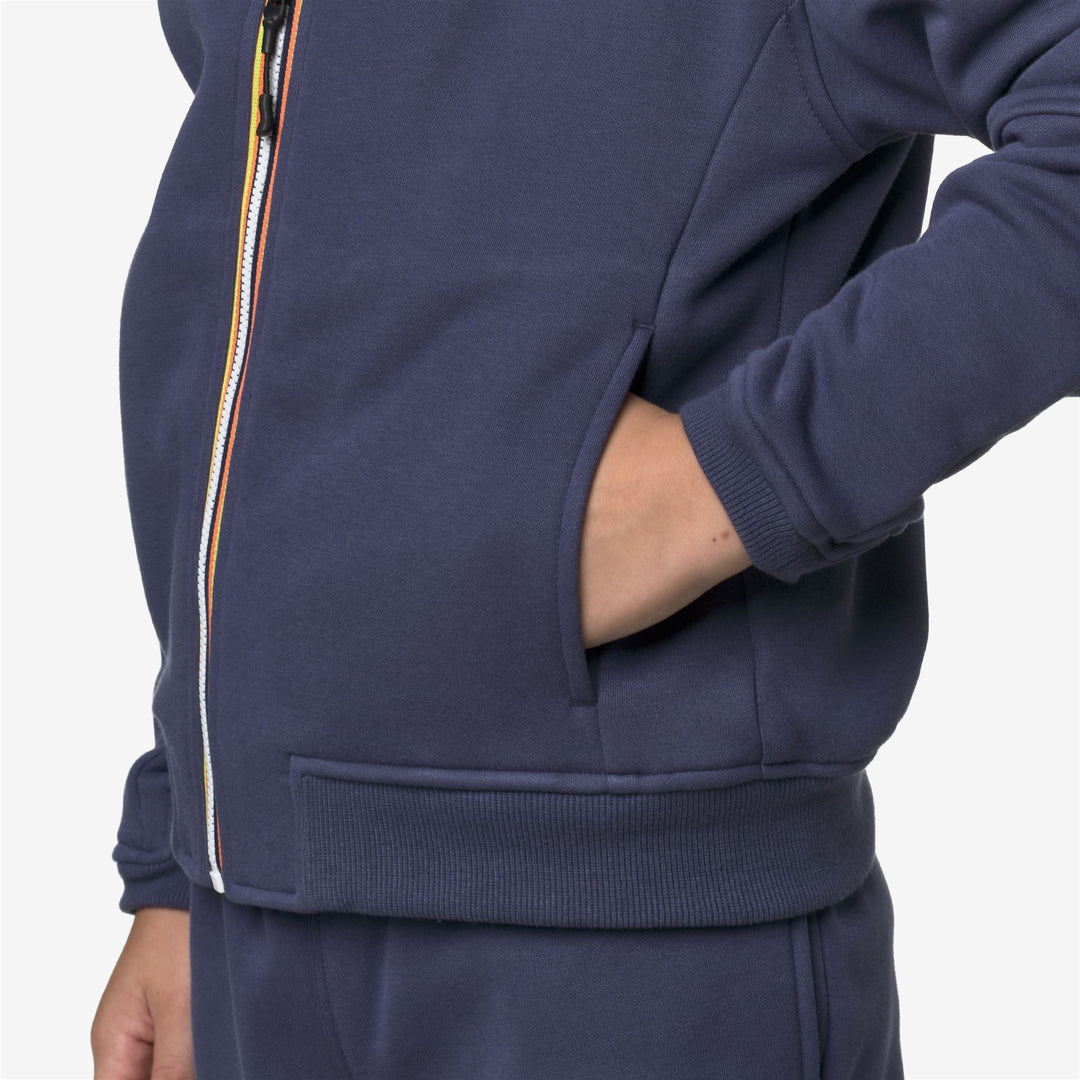 Felpa con cappuccio in pile unisex blu scuro per bambini, ideale per attività all'aperto main