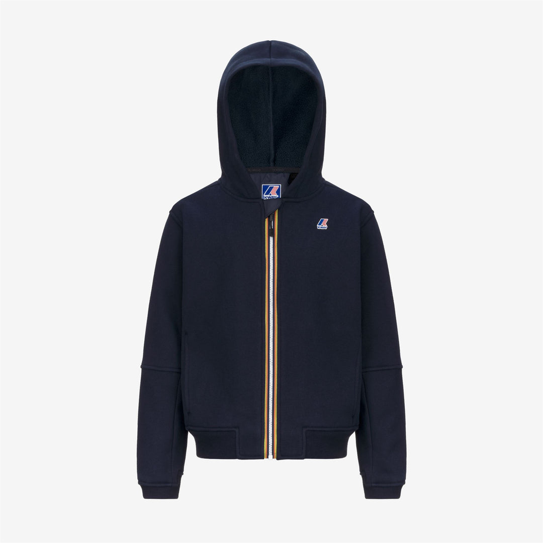 Felpa con cappuccio in pile unisex blu con cerniera intera per attività all'aperto per bambini 01