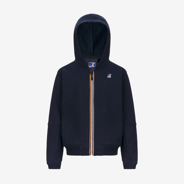 Felpa con cappuccio in pile unisex blu con cerniera intera per attività all'aperto per bambini 1