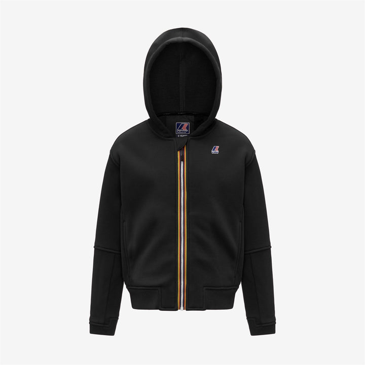 Black unisex Kids' Full Zip Fleece Hoodie for Outdoor Activities 1