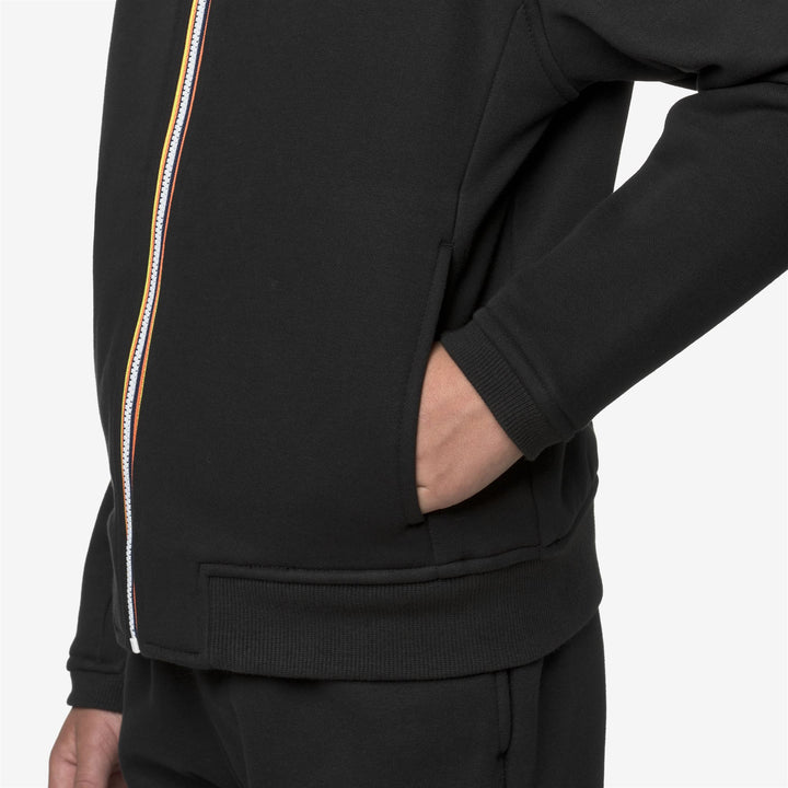 Black unisex Kids' Full Zip Fleece Hoodie for Outdoor Activities 2