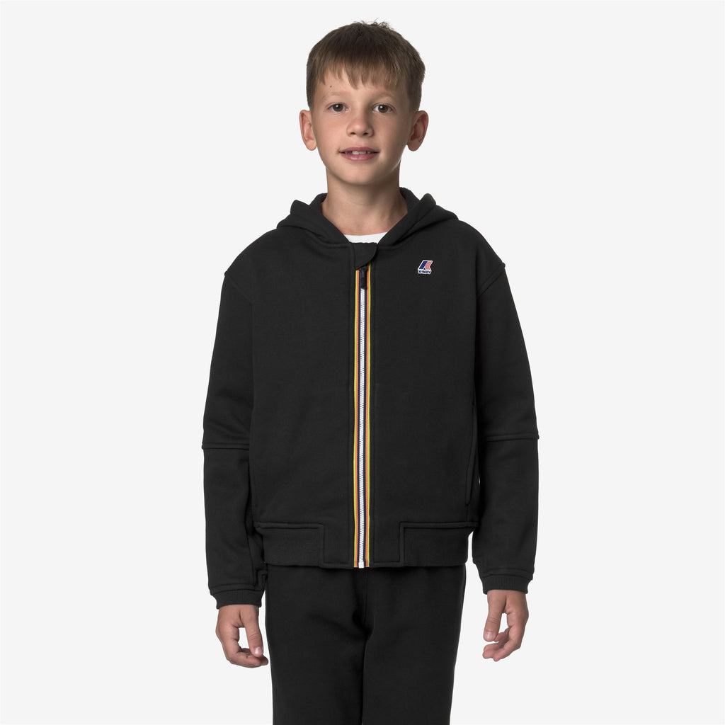 Fleece_KID UNISEX_P. PROS BRUSHED PC_Hoodie Full Zip_Black Pure - Commercial 4