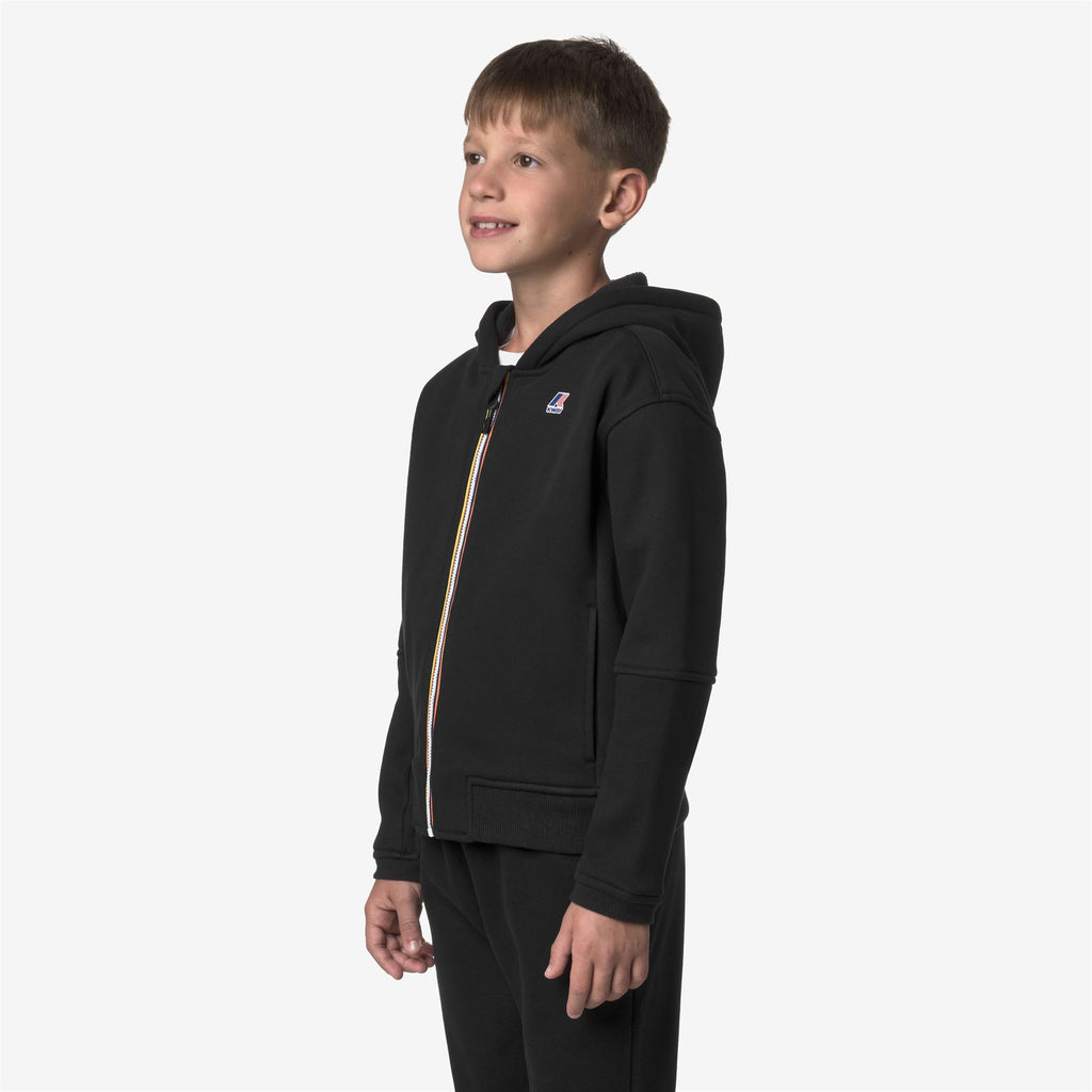Fleece_KID UNISEX_P. PROS BRUSHED PC_Hoodie Full Zip_Black Pure - Commercial 5