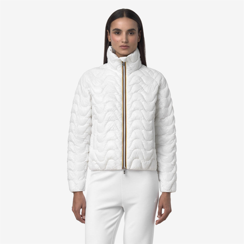 Grey White Women's Short Quilted Jacket with Eco-Friendly Insulation 02