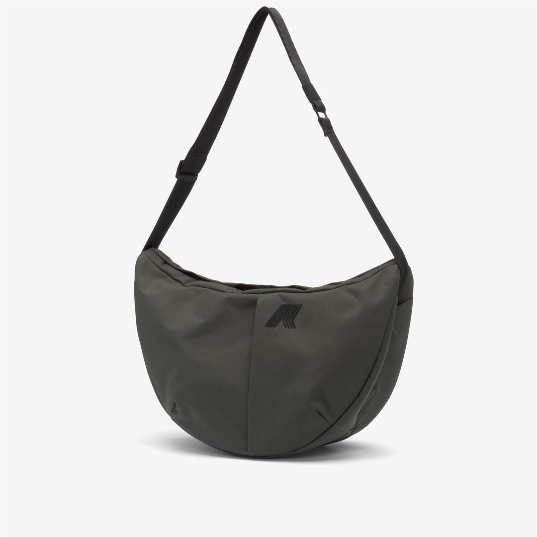 Borsa a tracolla in nylon verde da donna con tasche multiple main