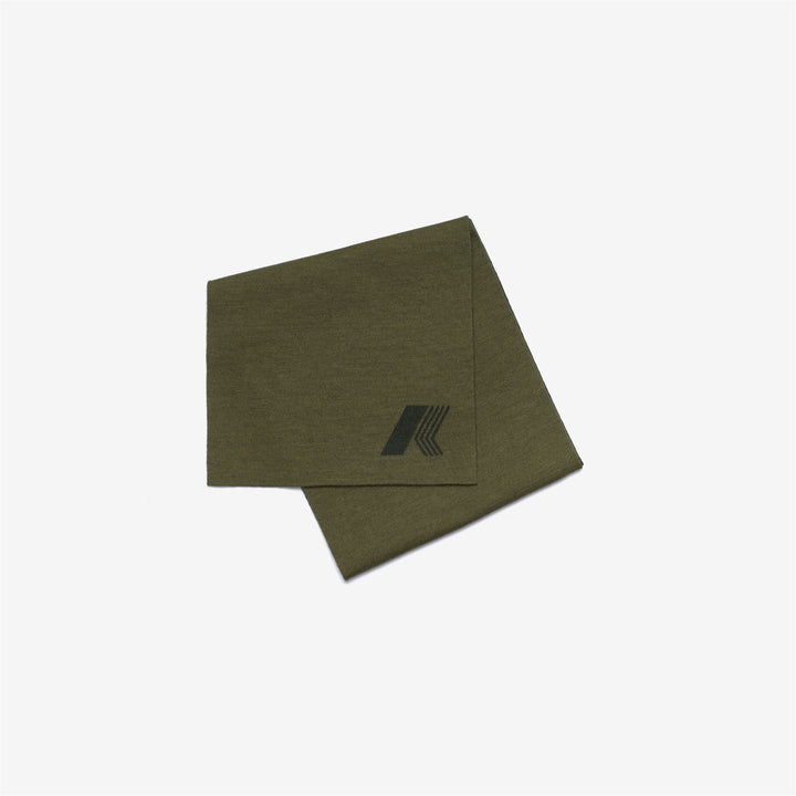 Sciarpa unisex reversibile in maglia verde quercia con logo jacquard 1