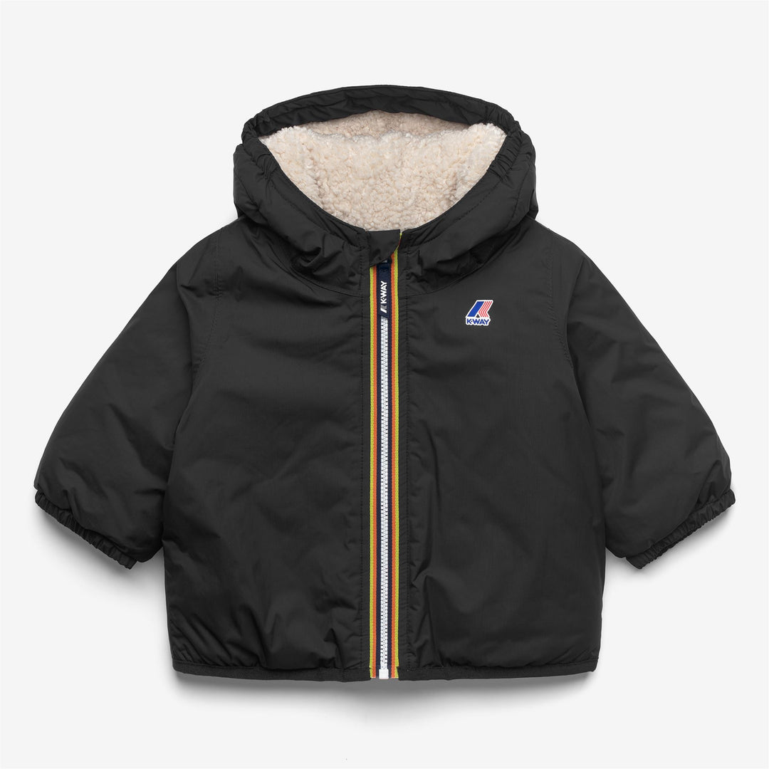 Giacca invernale impermeabile unisex nera per bambini con cappuccio 01