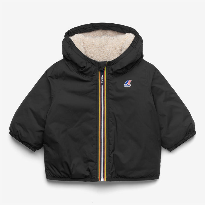 Giacca invernale impermeabile unisex nera per bambini con cappuccio 1