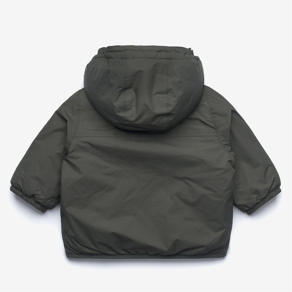 Giacca invernale impermeabile unisex per bambini, verde-nera, con imbottitura 02