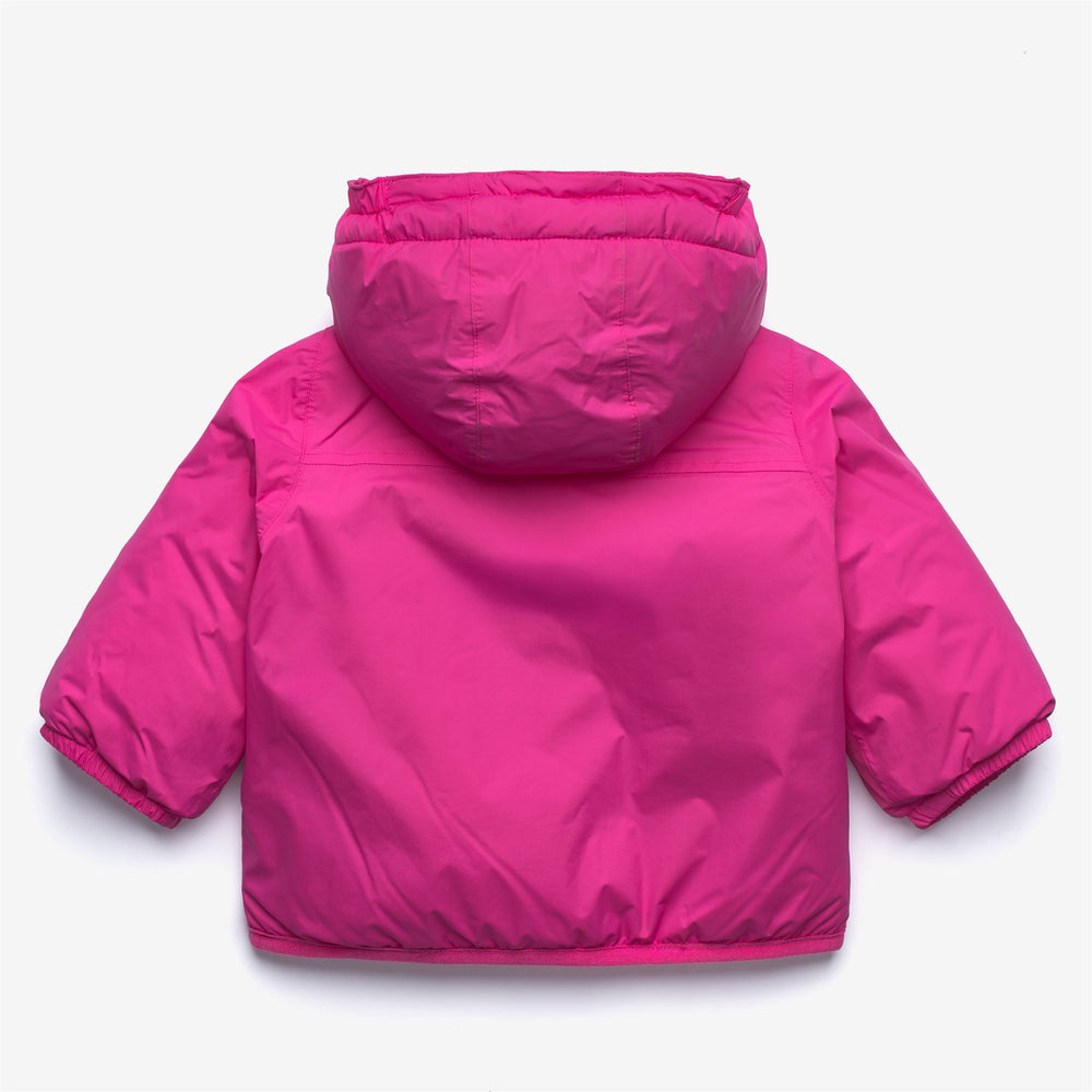 Giacca invernale unisex con cappuccio, colore rosso fucsia, per bambini 02