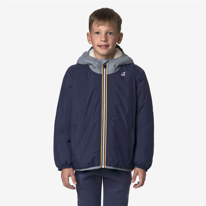 Chaqueta impermeable unisex para niños de entretiempo en color azul grisáceo 3