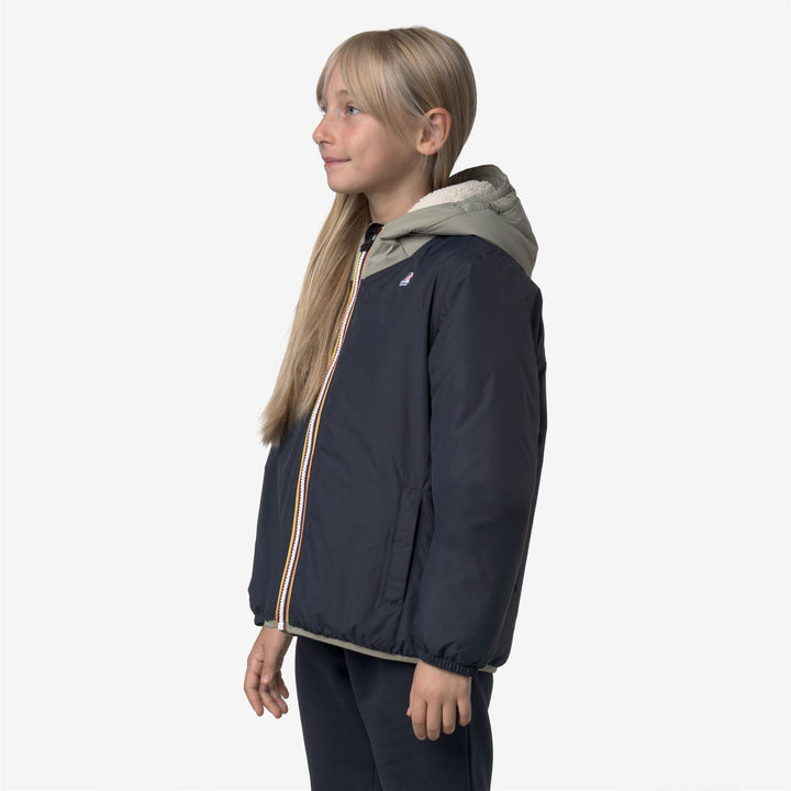 Blue unisex Kid's Mid-Season Jacket with Faux Fur Padding 4