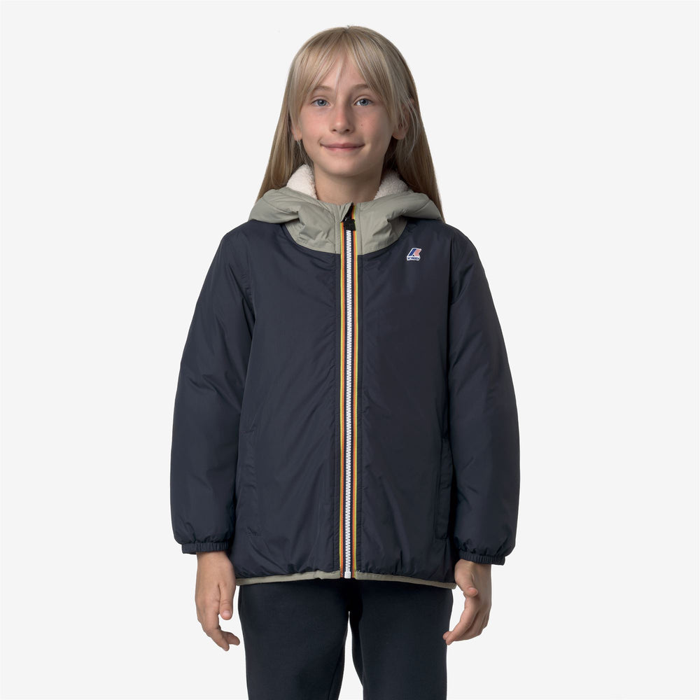 Blue unisex Kid's Mid-Season Jacket with Faux Fur Padding 02