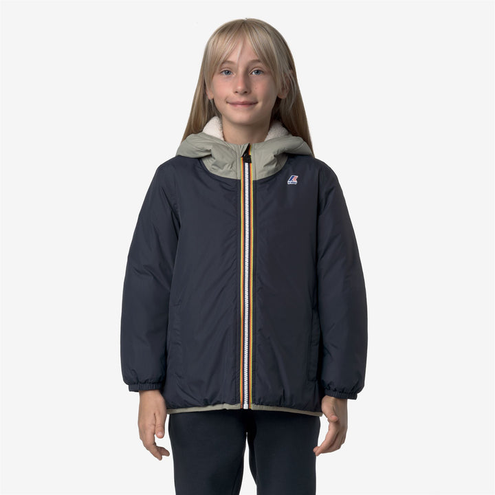 Blue unisex Kid's Mid-Season Jacket with Faux Fur Padding 3