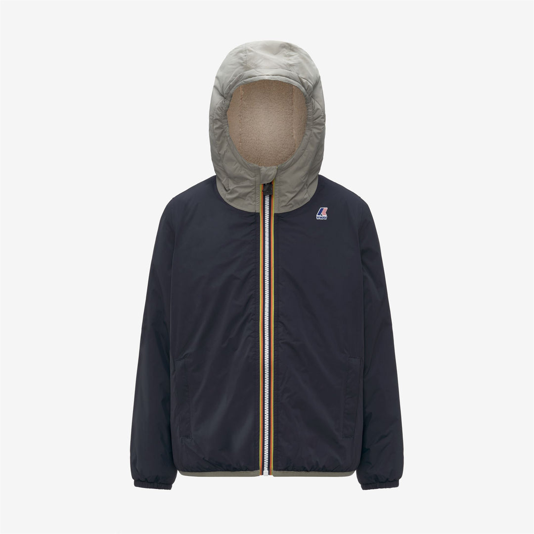 Blue unisex Kid's Mid-Season Jacket with Faux Fur Padding 01