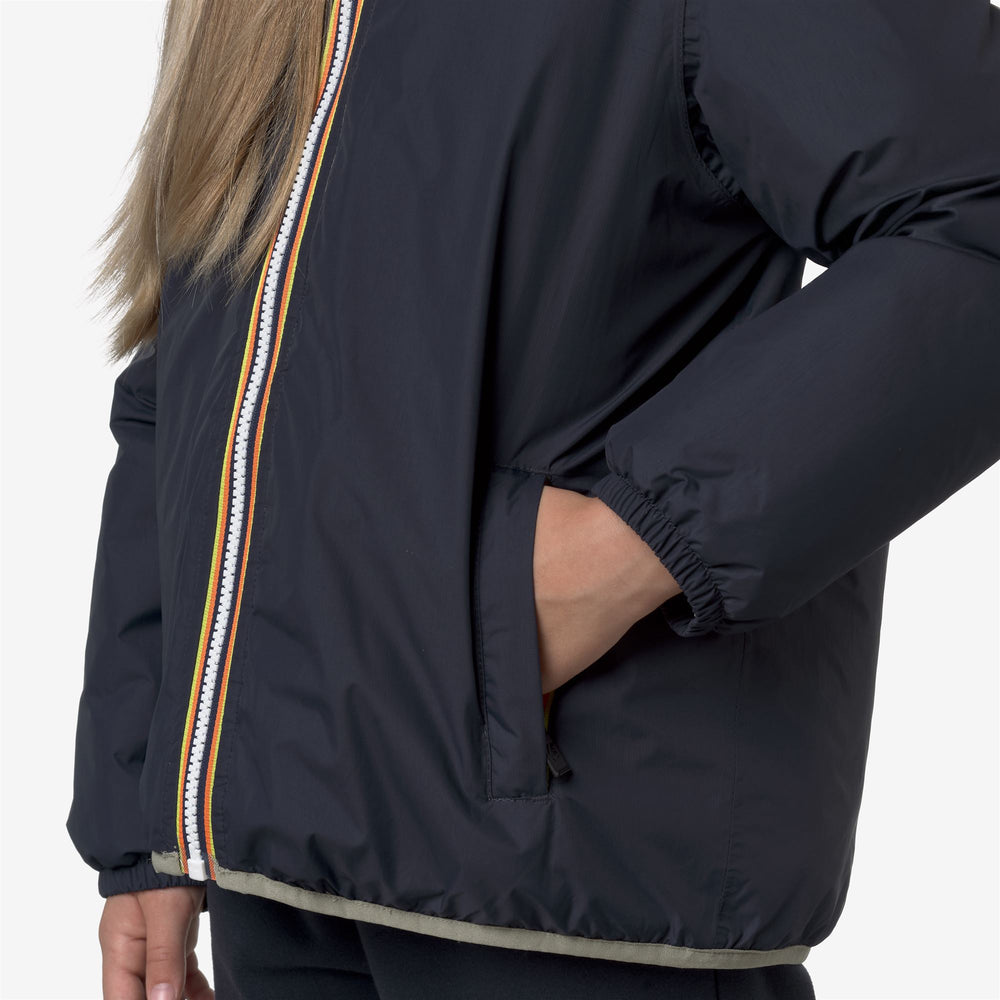 Blue unisex Kid's Mid-Season Jacket with Faux Fur Padding 02