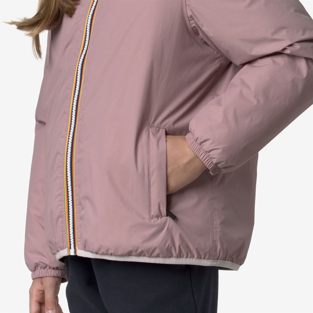 Giacca impermeabile da mezza stagione unisex rosa per bambini con imbottitura 02