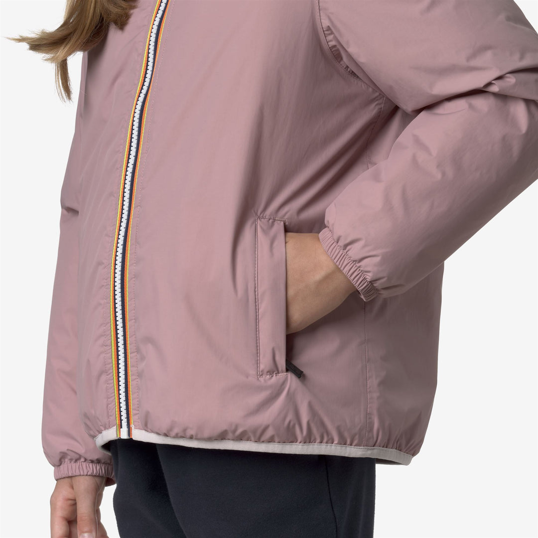 Giacca impermeabile da mezza stagione unisex rosa per bambini con imbottitura main