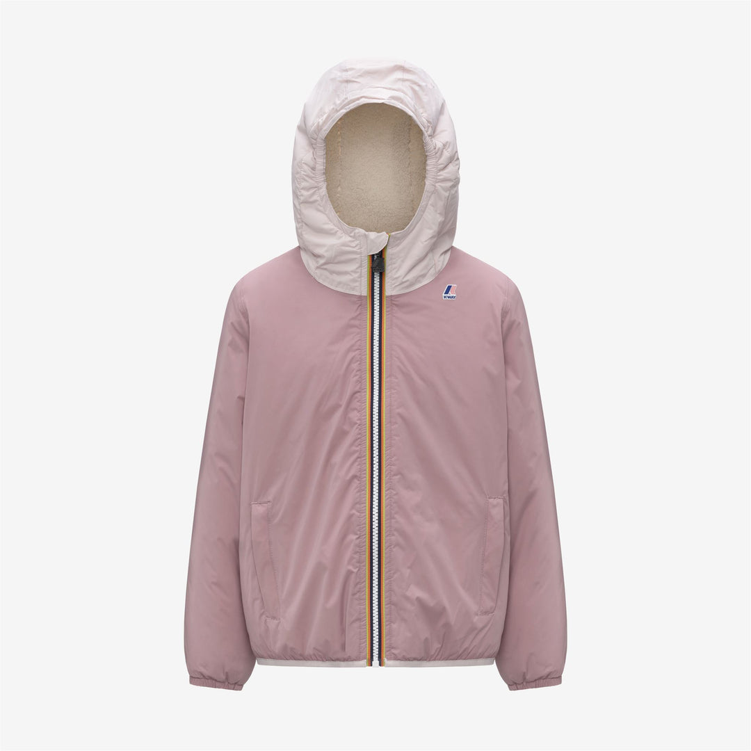 Giacca impermeabile da mezza stagione unisex rosa per bambini con imbottitura 01