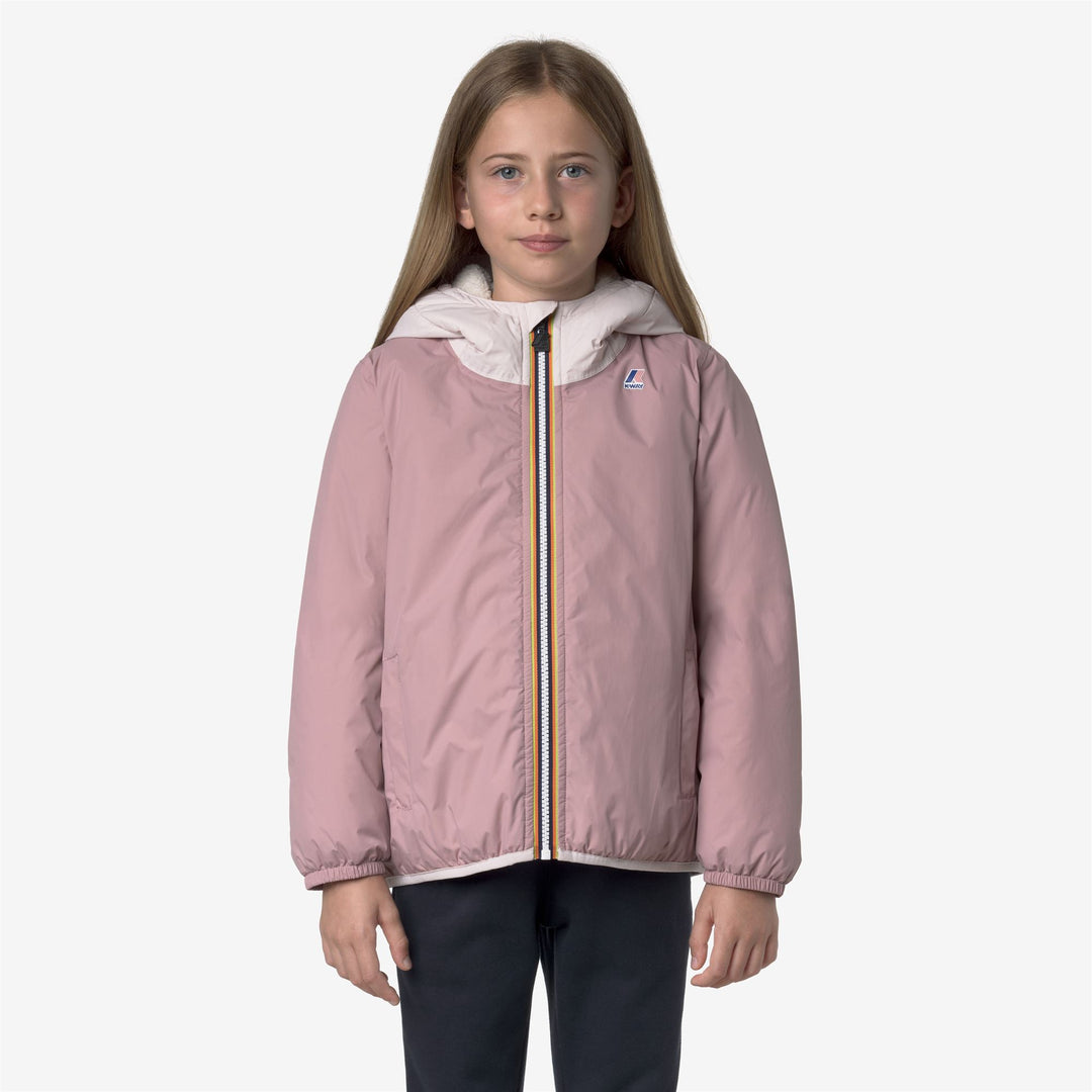 Giacca impermeabile da mezza stagione unisex rosa per bambini con imbottitura main