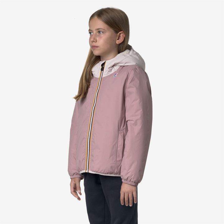 Giacca impermeabile da mezza stagione unisex rosa per bambini con imbottitura 4
