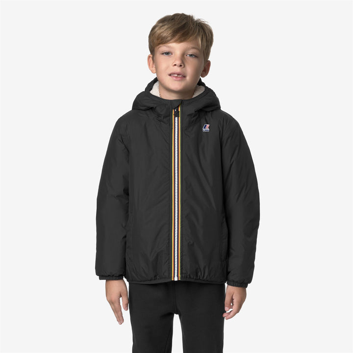 Chaqueta impermeable unisex negra para niños de entretiempo con acolchado 3